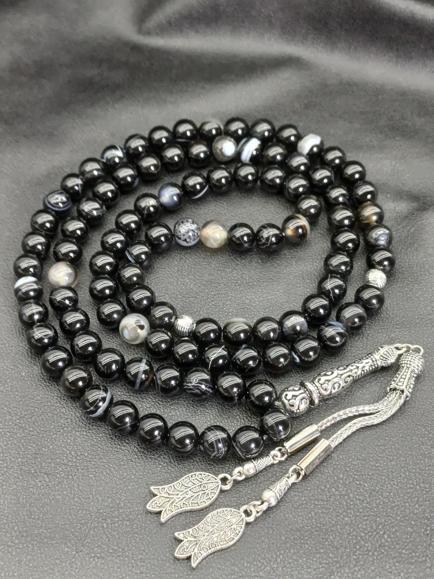 99 Boncuklu Siyah Akik Doğaltaş Tesbih