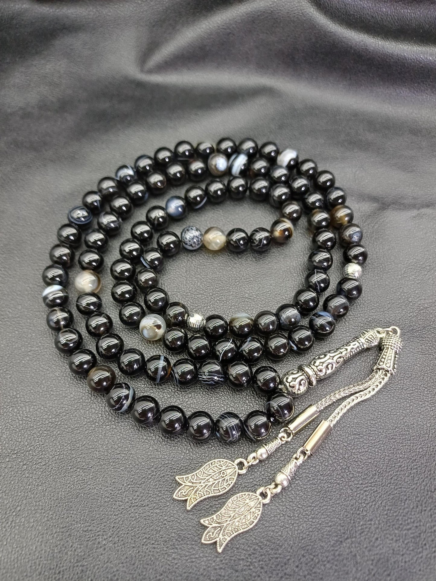 99 Boncuklu Siyah Akik Doğaltaş Tesbih