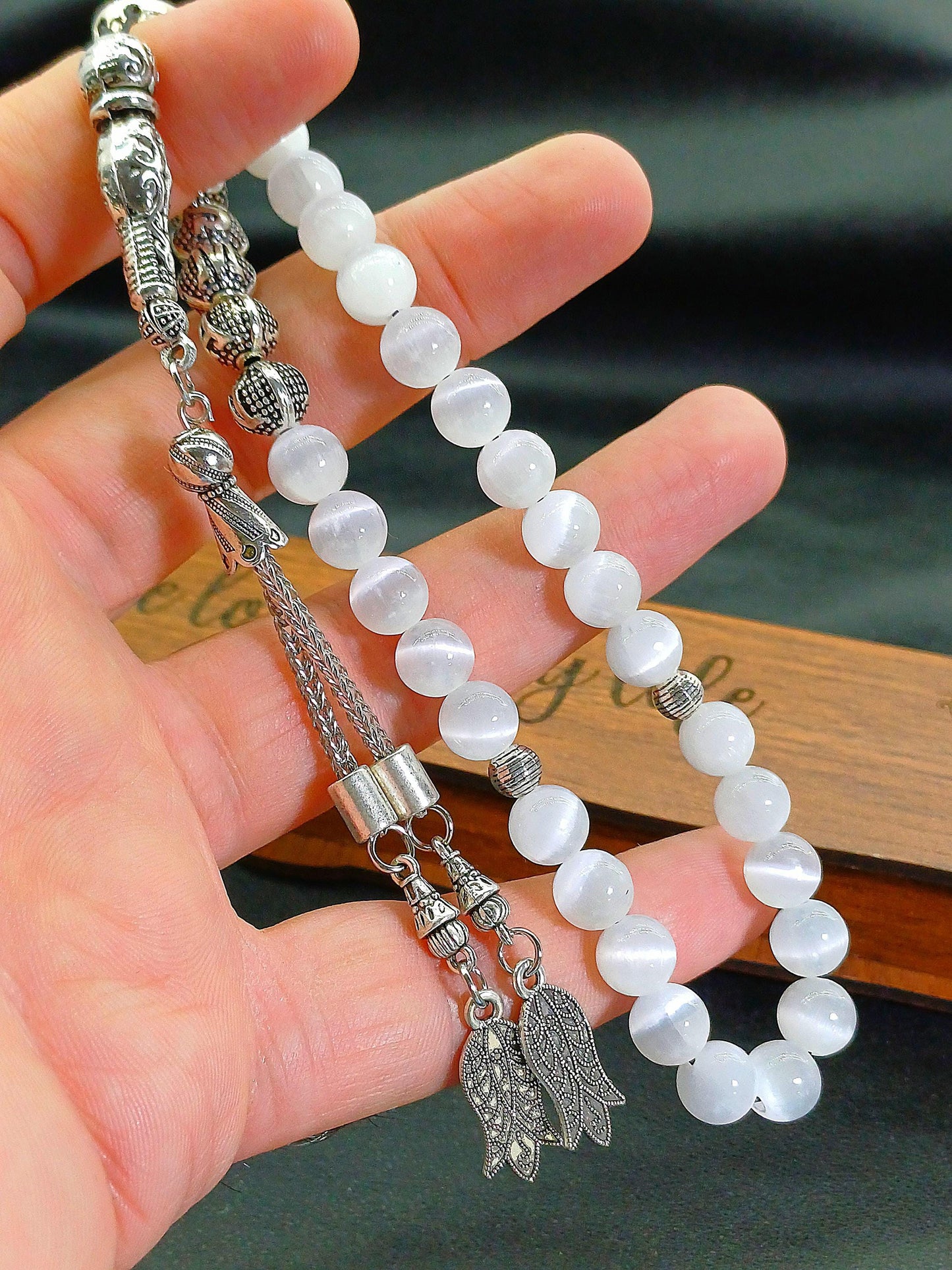 Kişiye Özel Selenit Doğaltaş Tesbih