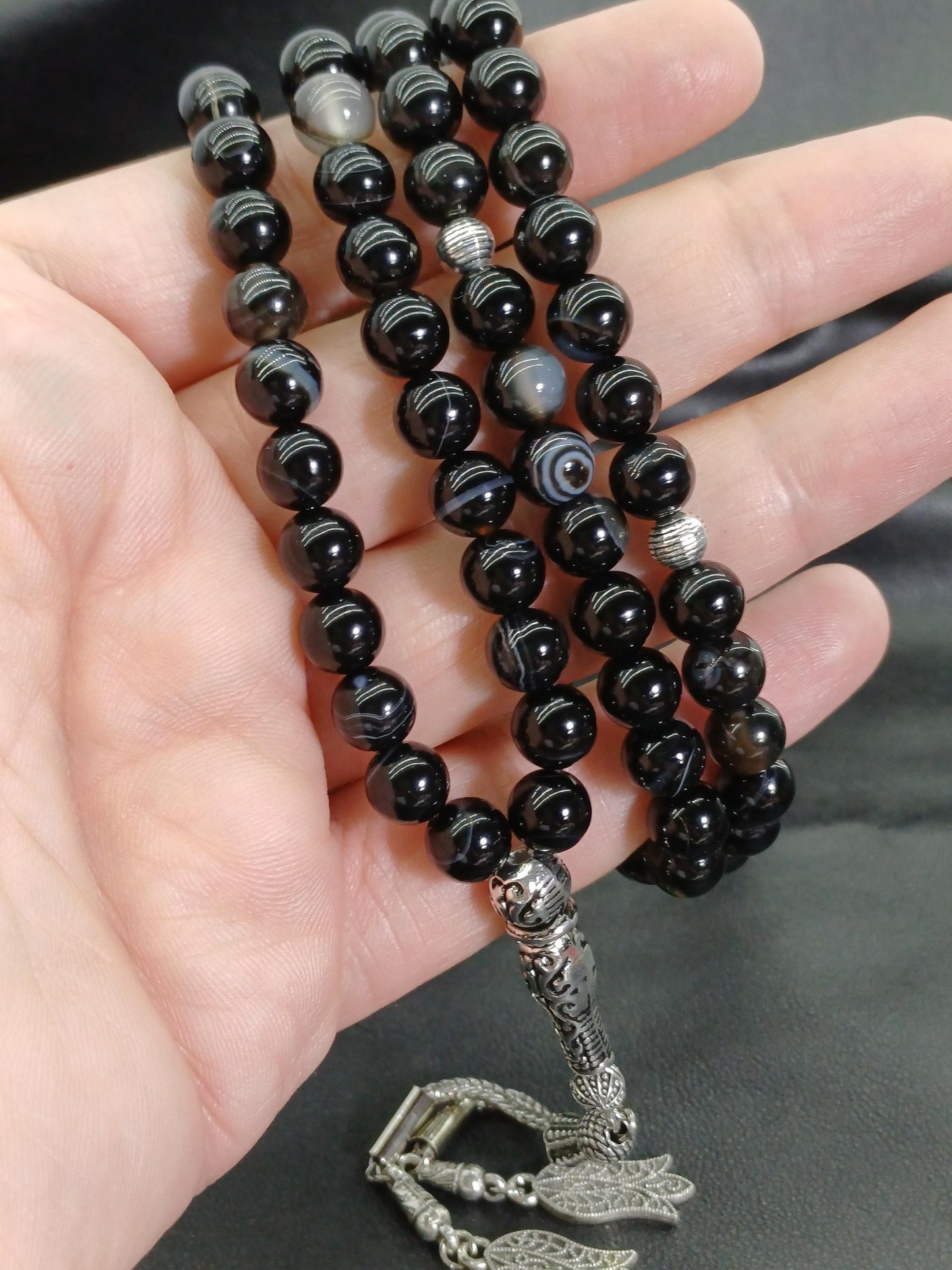 99 Boncuklu Siyah Akik Doğaltaş Tesbih