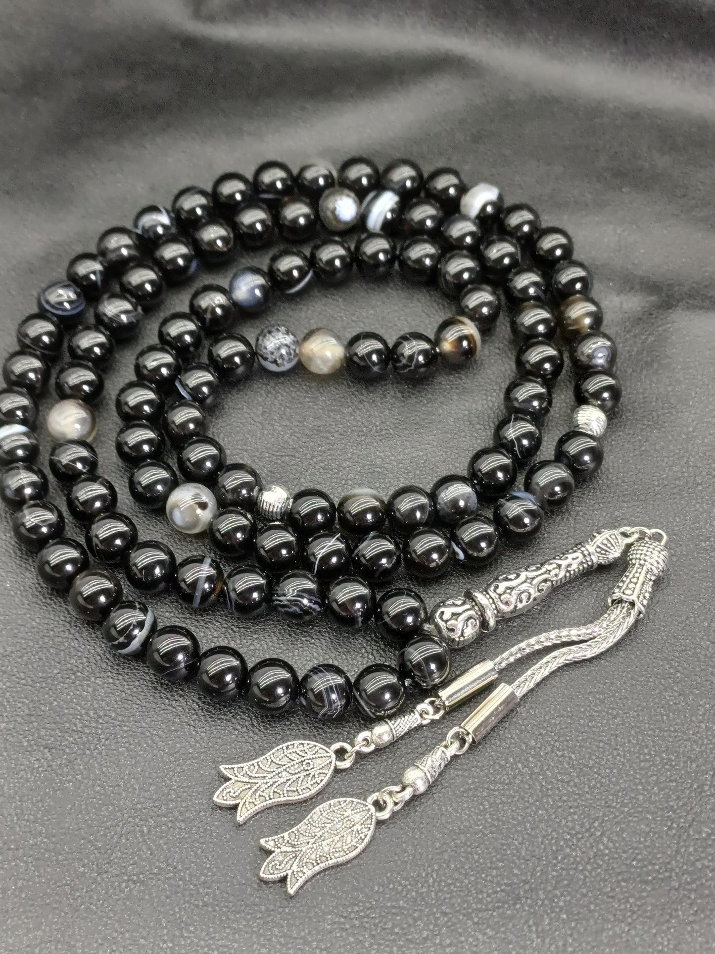 99 Boncuklu Siyah Akik Doğaltaş Tesbih