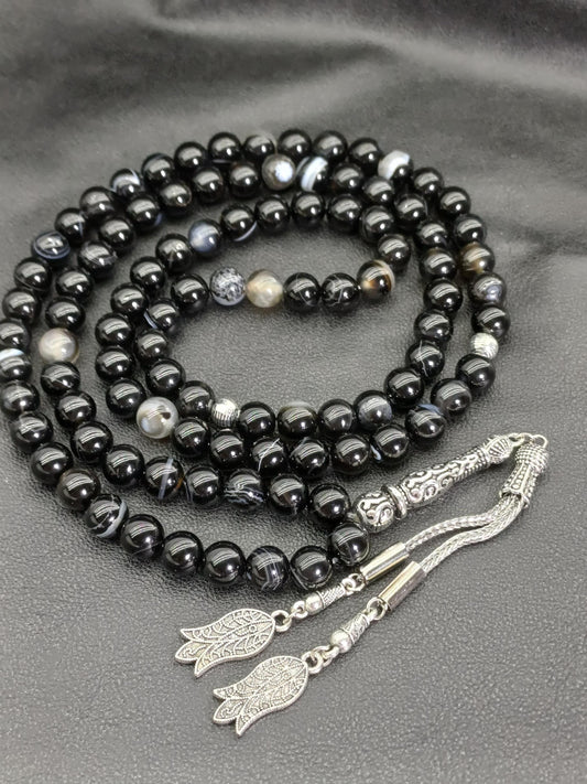 99 Boncuklu Siyah Akik Doğaltaş Tesbih