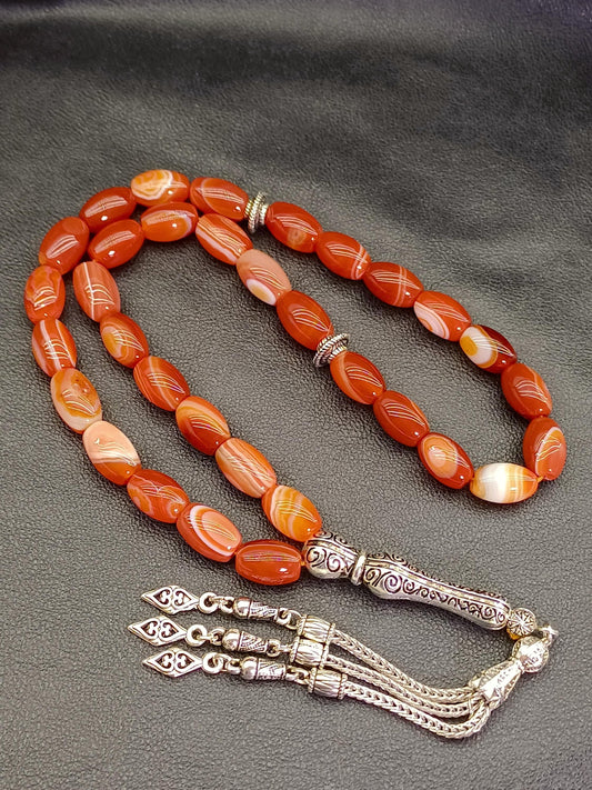 Arpa Kesim Yemen Akik Doğaltaş Tesbih