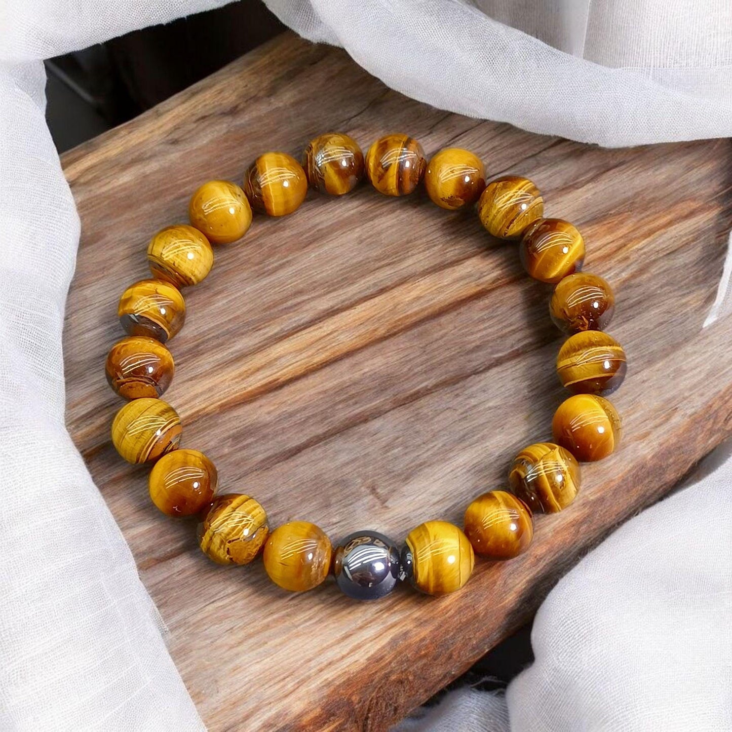 10 mm Kaplan Gözü Doğaltaş Bileklik