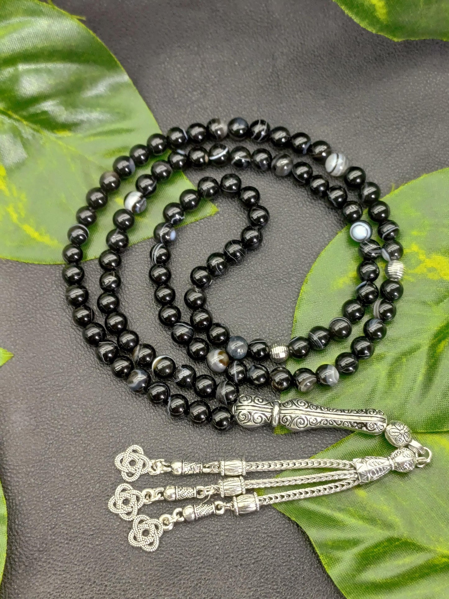 99 Boncuklu Siyah Akik Doğaltaş Tesbih