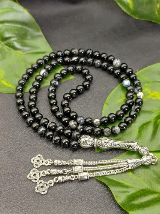 99 Boncuklu Siyah Akik Doğaltaş Tesbih