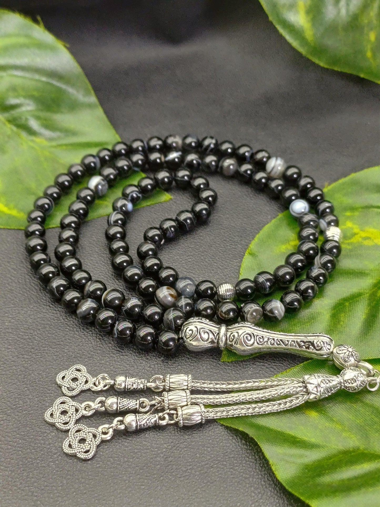 99 Boncuklu Siyah Akik Doğaltaş Tesbih