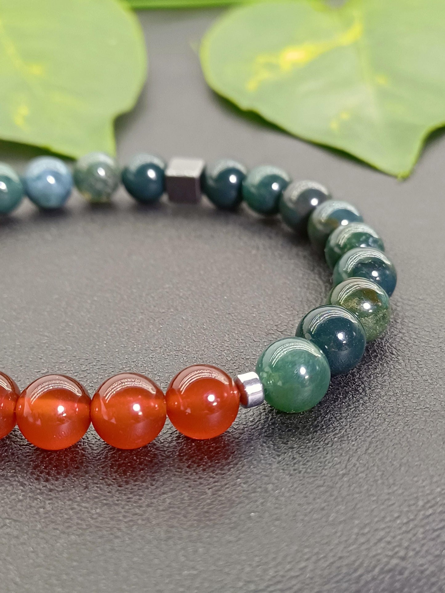 Yosunlu Akik Karnelyan Doğaltaş Bileklik