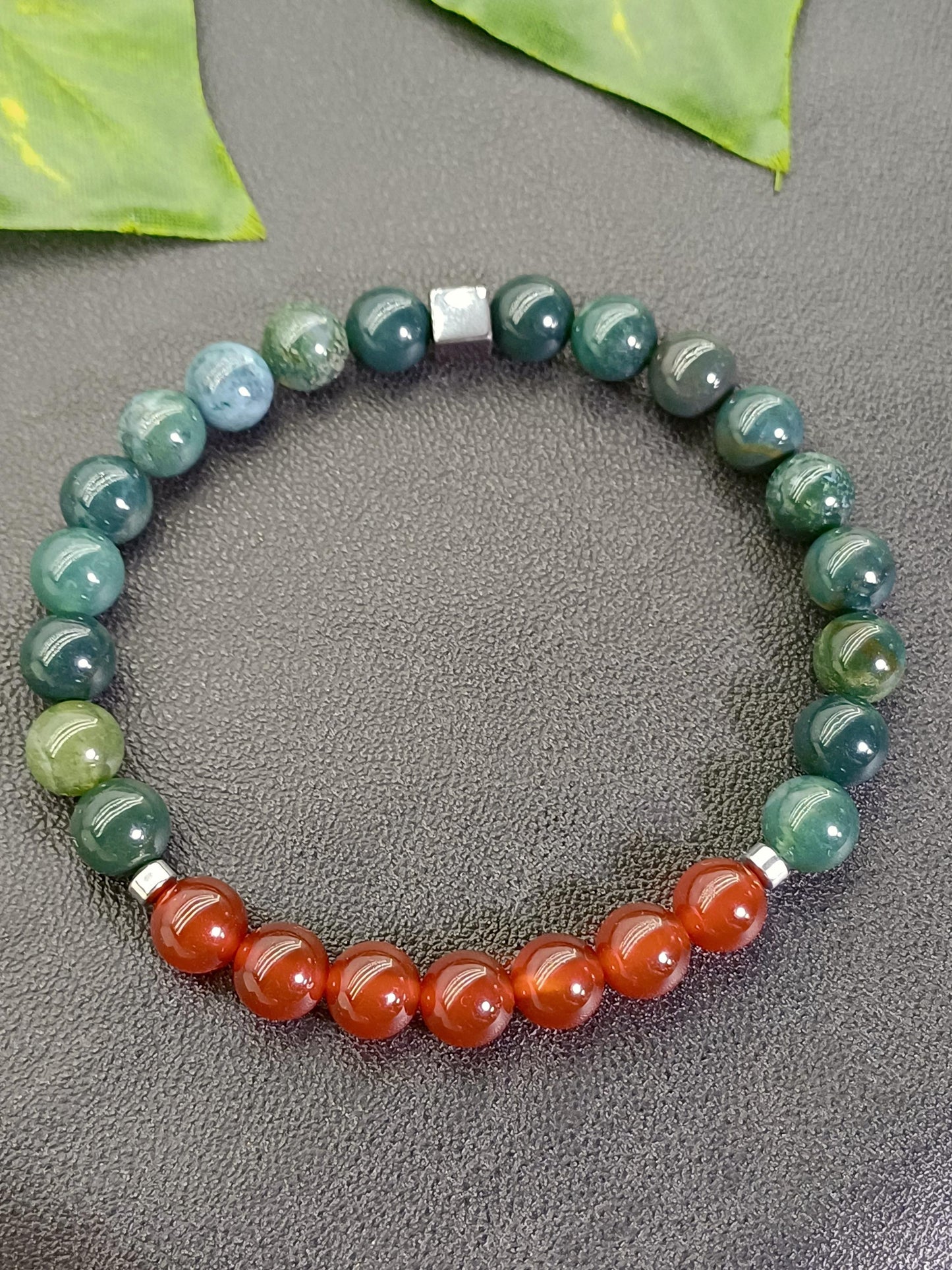 Yosunlu Akik Karnelyan Doğaltaş Bileklik