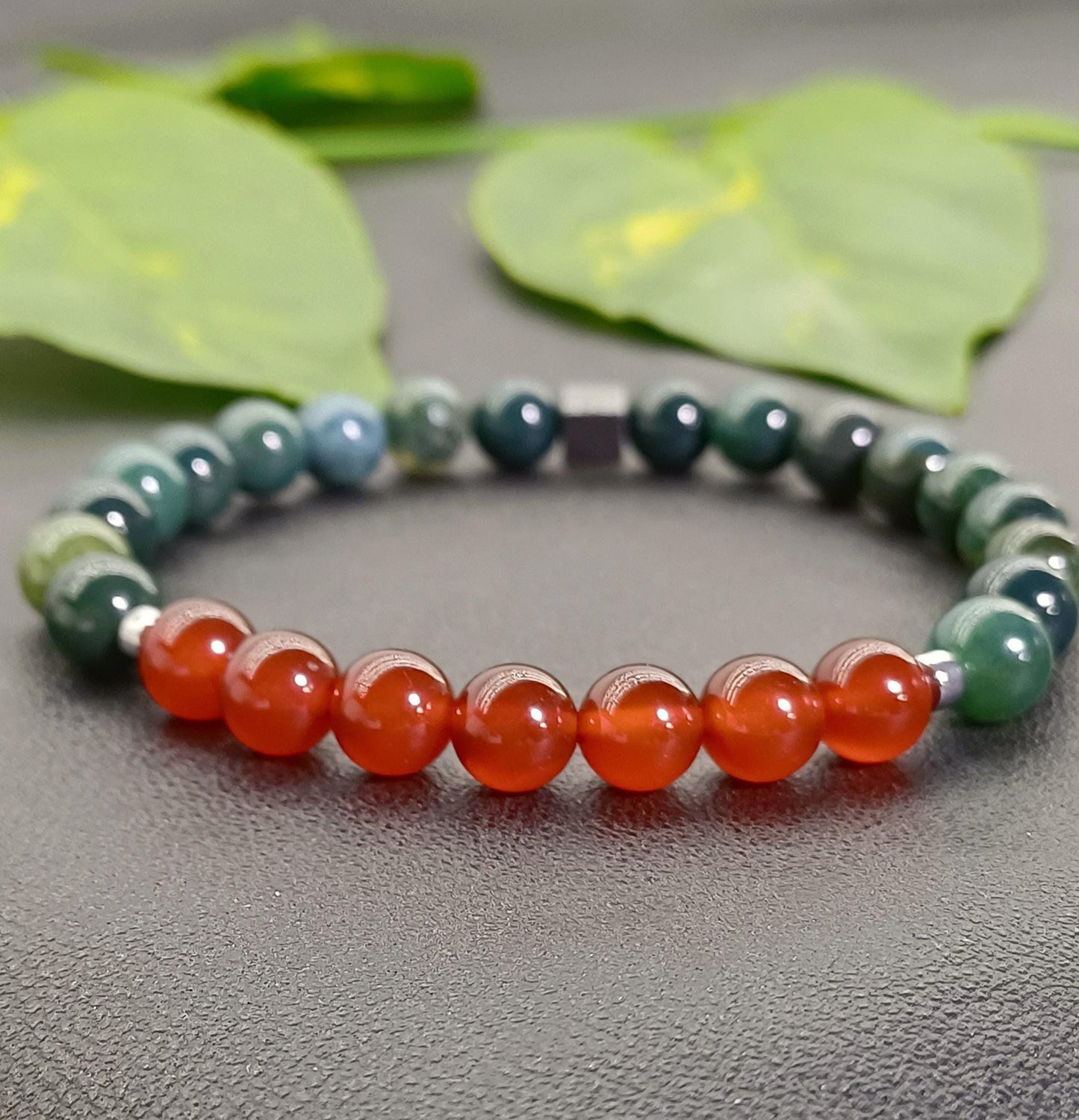 Yosunlu Akik Karnelyan Doğaltaş Bileklik