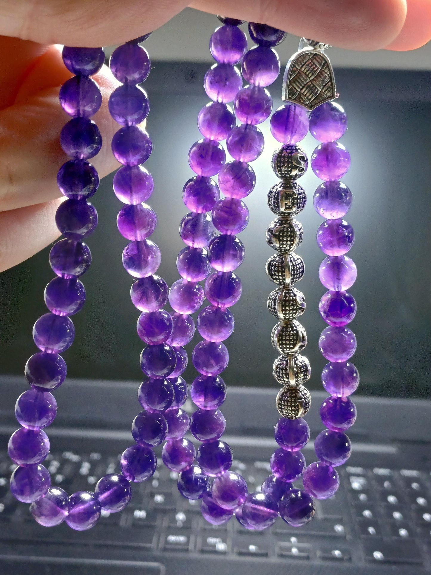 99 Boncuklu Kişiye Özel Ametist Doğaltaş Tesbih