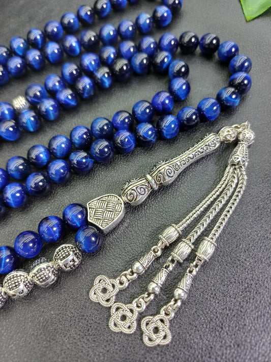 Kişiye Özel Gece Mavisi Kaplan Gözü Tesbih