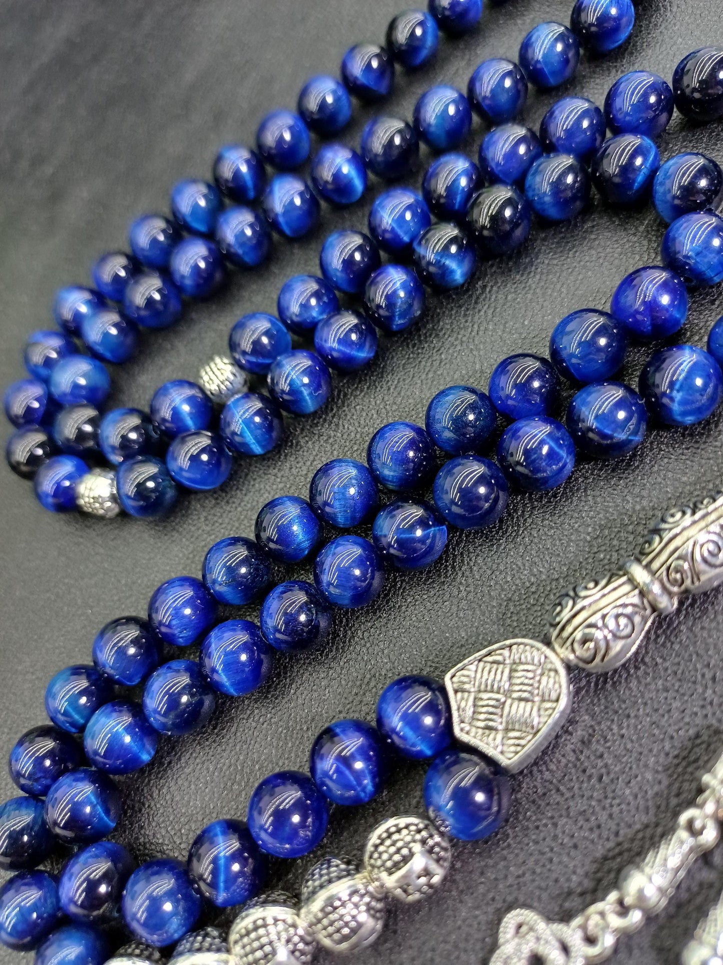 Kişiye Özel Gece Mavisi Kaplan Gözü Tesbih