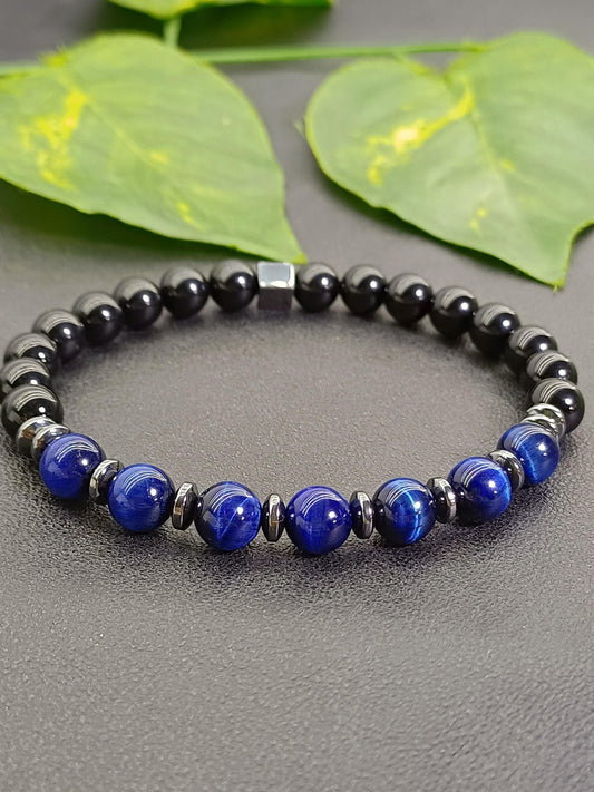Siyah Oniks & Gece Mavisi Kaplan Gözü Bileklik