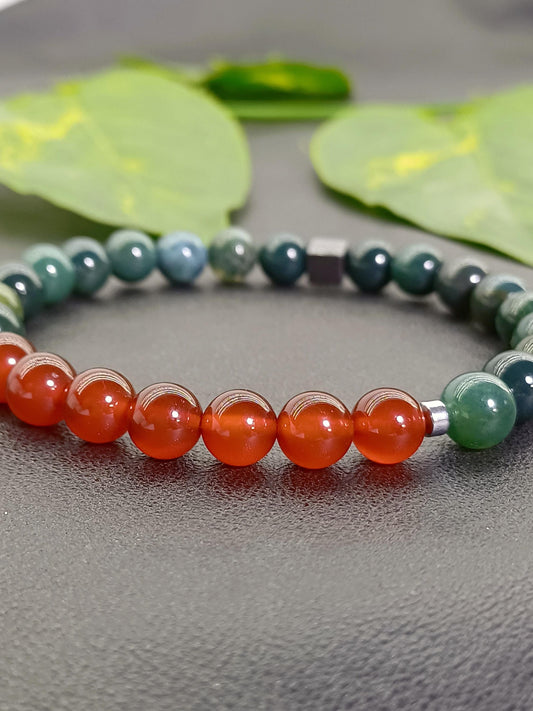 Yosunlu Akik Karnelyan Doğaltaş Bileklik