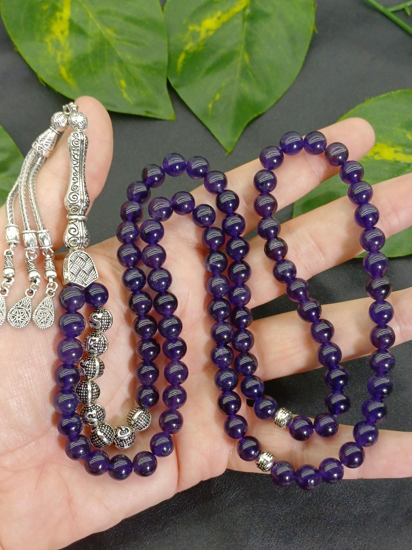 99 Boncuklu Kişiye Özel Ametist Doğaltaş Tesbih